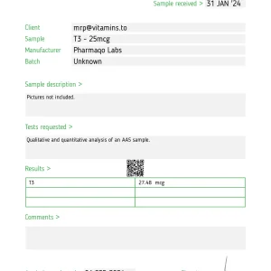 Alternative view of T3 – PharmaQo [100tab/25mcg]